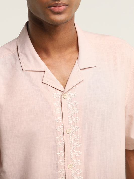 ETA Light Pink Embroidered Relaxed Fit Shirt