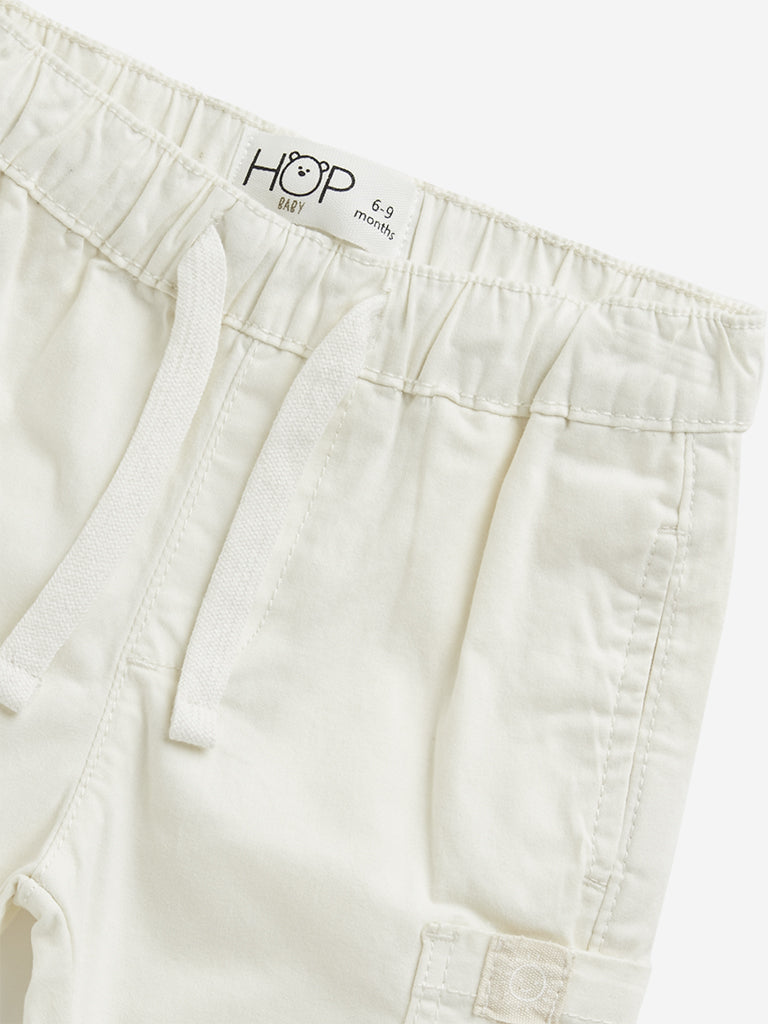 HOP Baby Off-White Cargo Style Mid Rise Pants