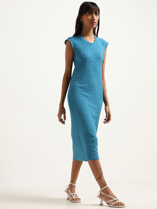 Nuon Blue Textured Midi Dress