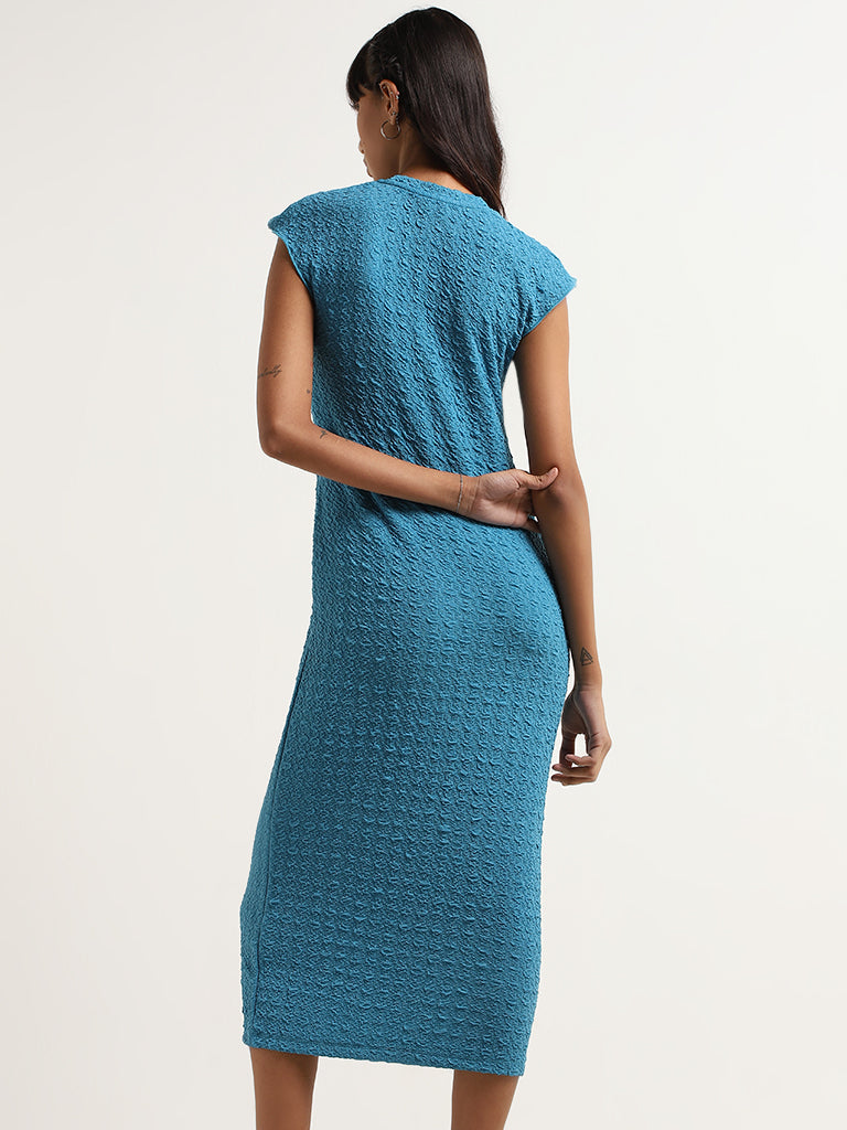 Nuon Blue Textured Midi Dress