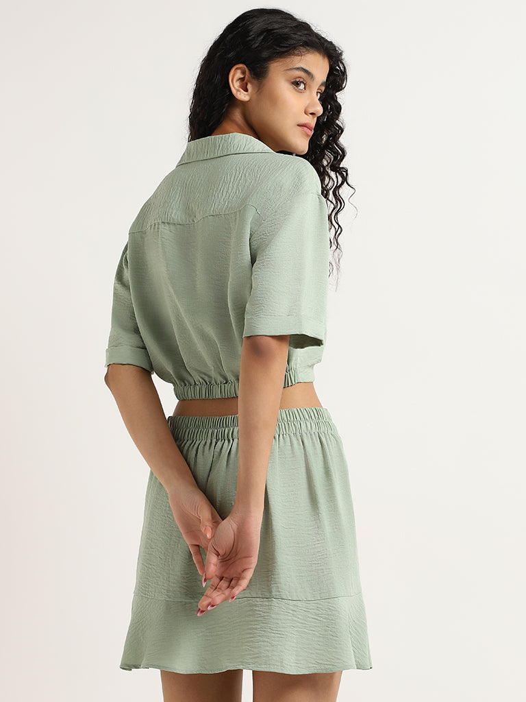 Nuon Mint Green Cropped Shirt