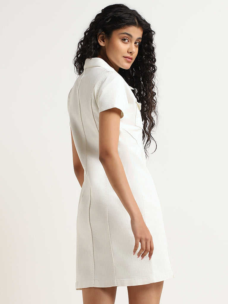 White denim bodycon dress cheap