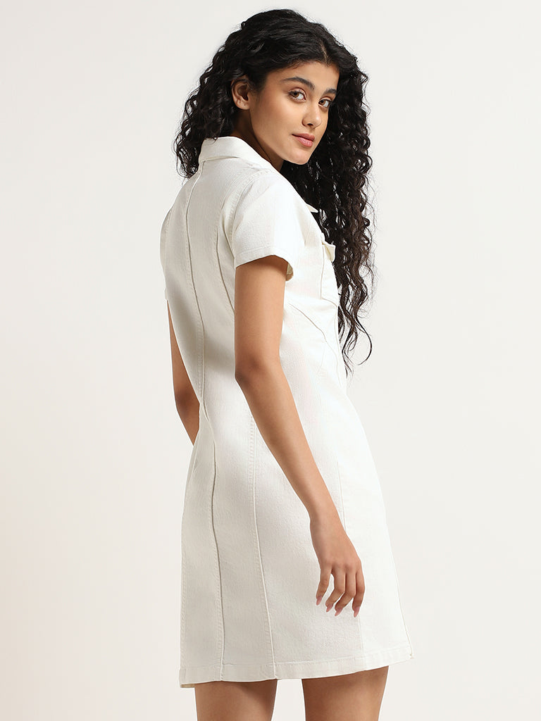Nuon White Denim Shirt Dress