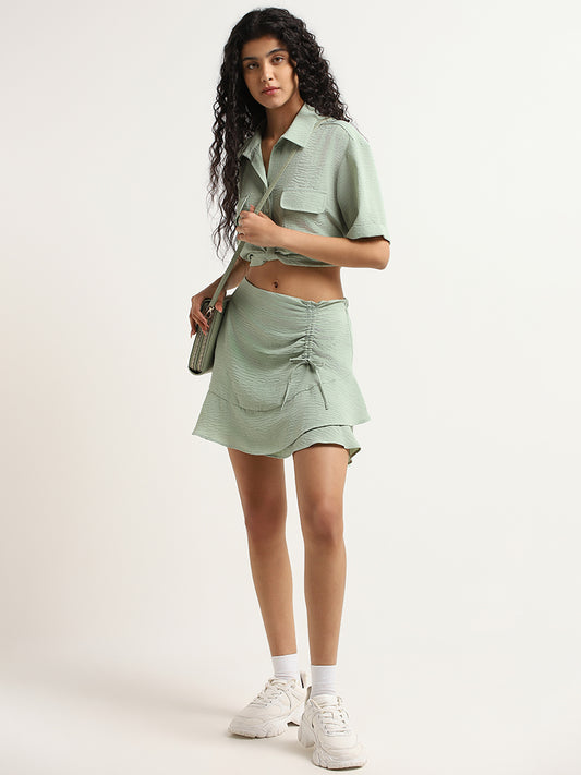 Nuon Green Ruched Drawstring Skirt