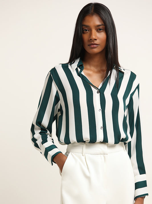 Wardrobe Green Striped Shirt