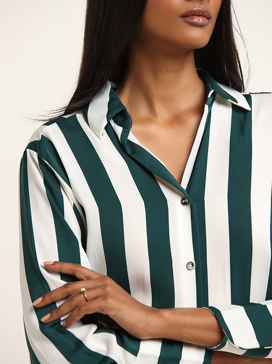 Wardrobe Green Striped Shirt