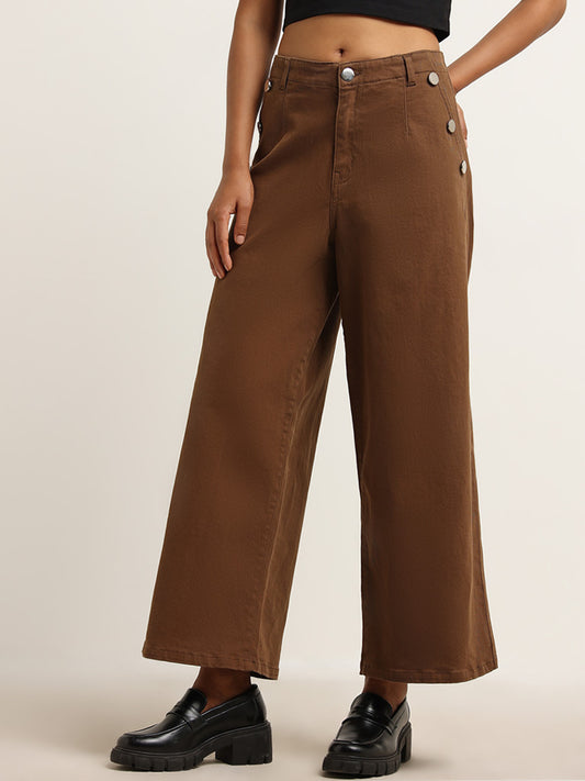 LOV Brown Mid Rise Relaxed Fit Jeans