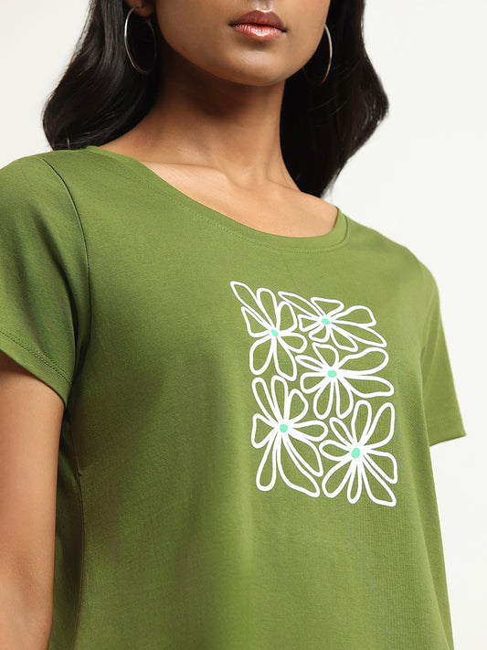 LOV Green Floral Print T-Shirt