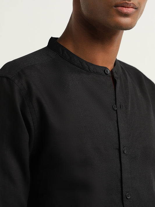 ETA Black Resort Fit Blended Linen Shirt