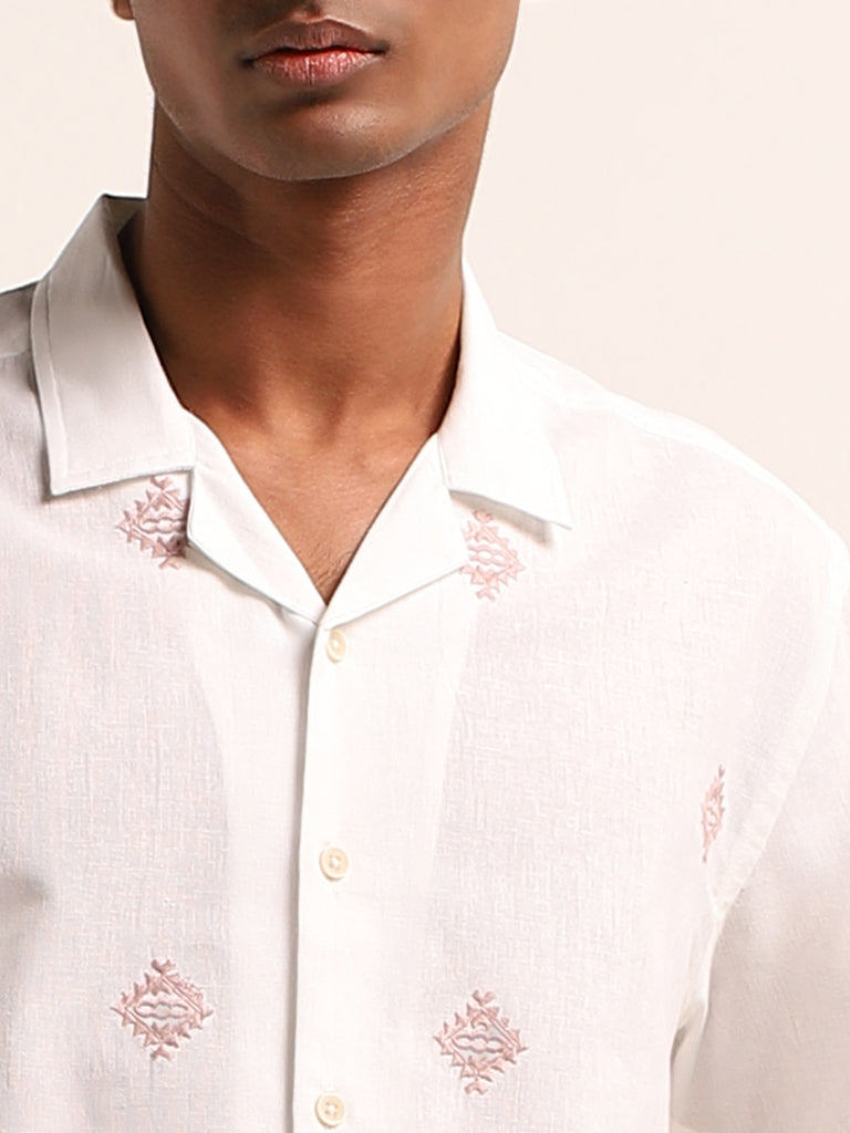 ETA White Embroidered Resort Fit Shirt