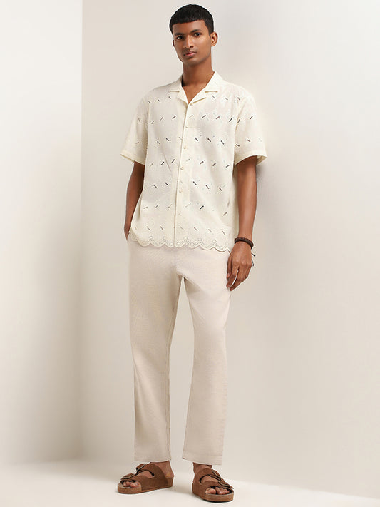 ETA Off-White Embroidered Relaxed Fit Shirt