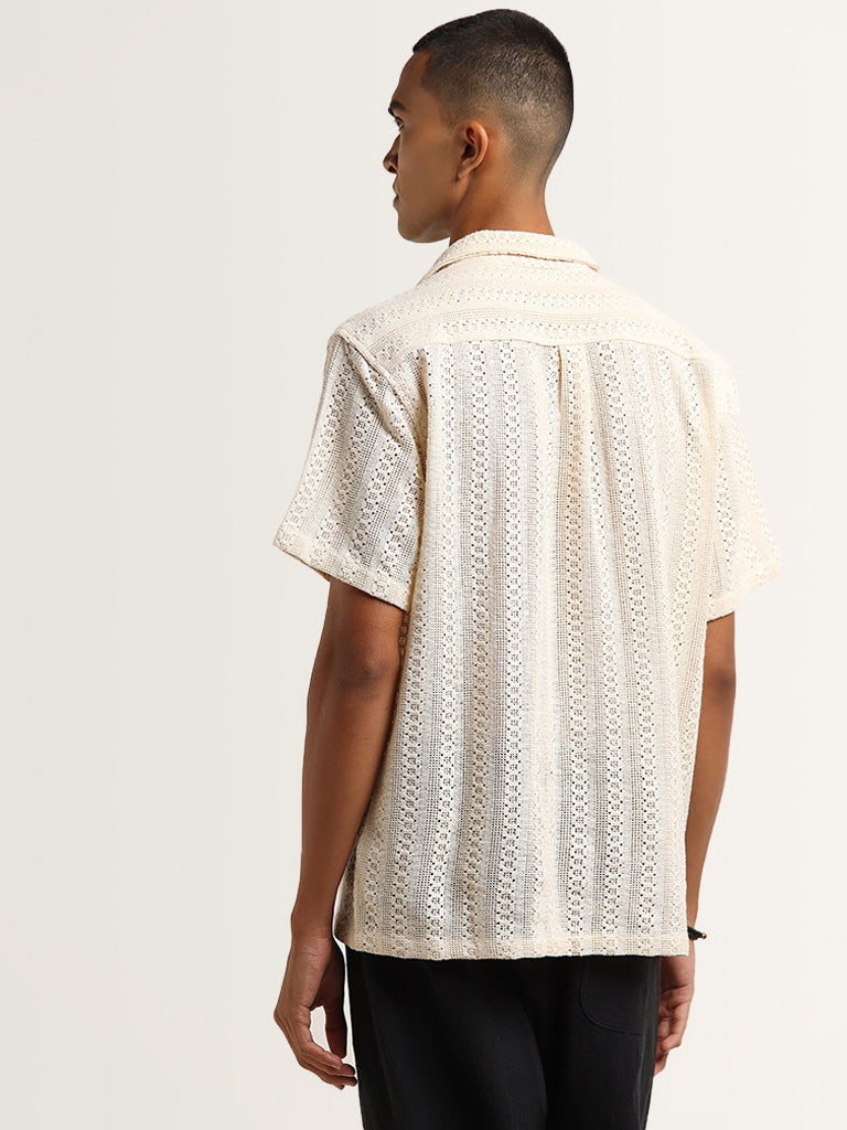 ETA Beige Knit-Textured Relaxed Fit Shirt