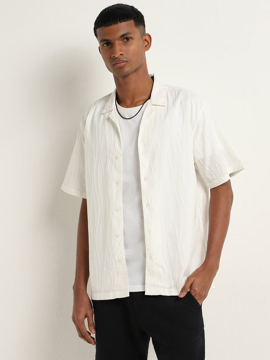 ETA Off-White Self Striped Relaxed Fit Shirt