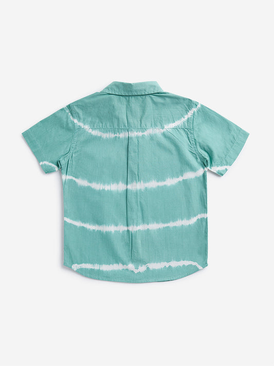 HOP Kids Green Tie-Dye Printed Shirt