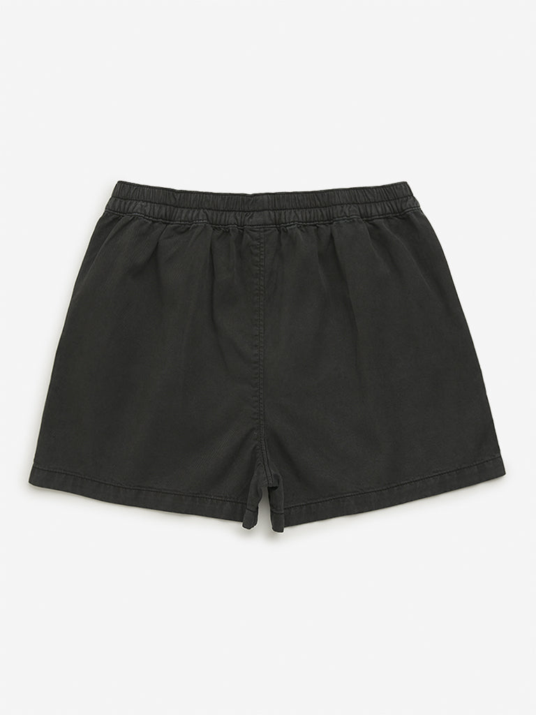 Buy Y F Kids Black Mid Rise Shorts from Westside