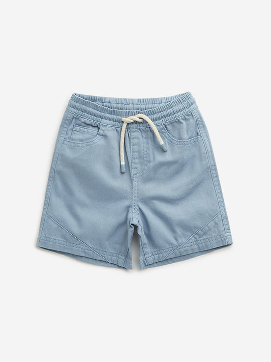 HOP Kids Light Blue Relaxed Fit Mid Rise Shorts
