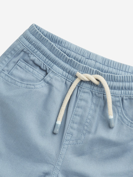 HOP Kids Light Blue Relaxed Fit Mid Rise Shorts