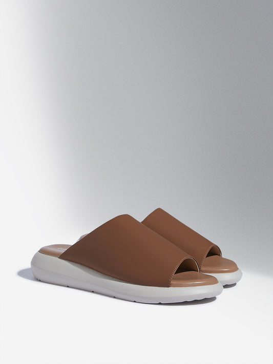LUNA BLU Tan Comfort Slides