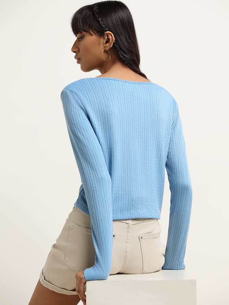 Nuon Blue Ribbed Top