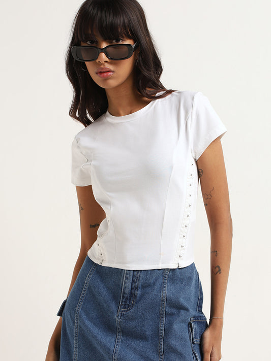 Nuon Solid White Slim-Fit Top