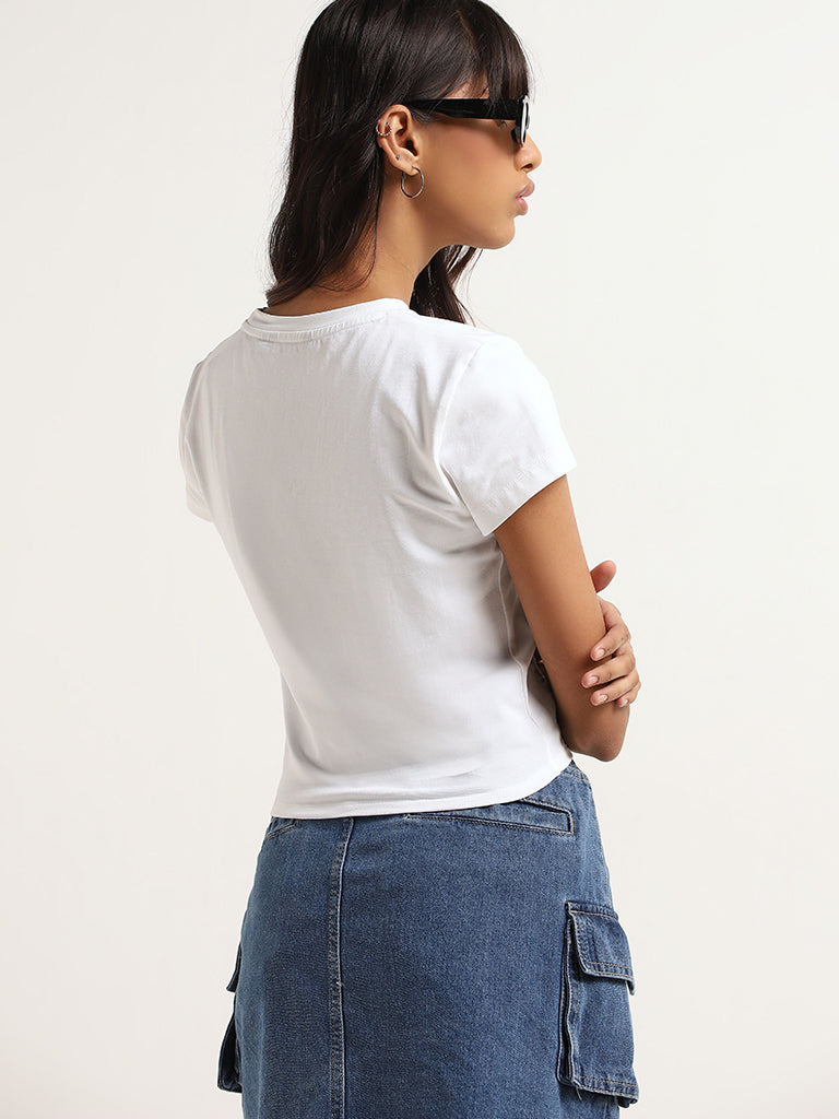 Nuon Solid White Slim-Fit Top