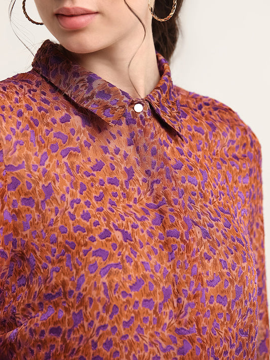 Wardrobe Purple Animal Print Shirt