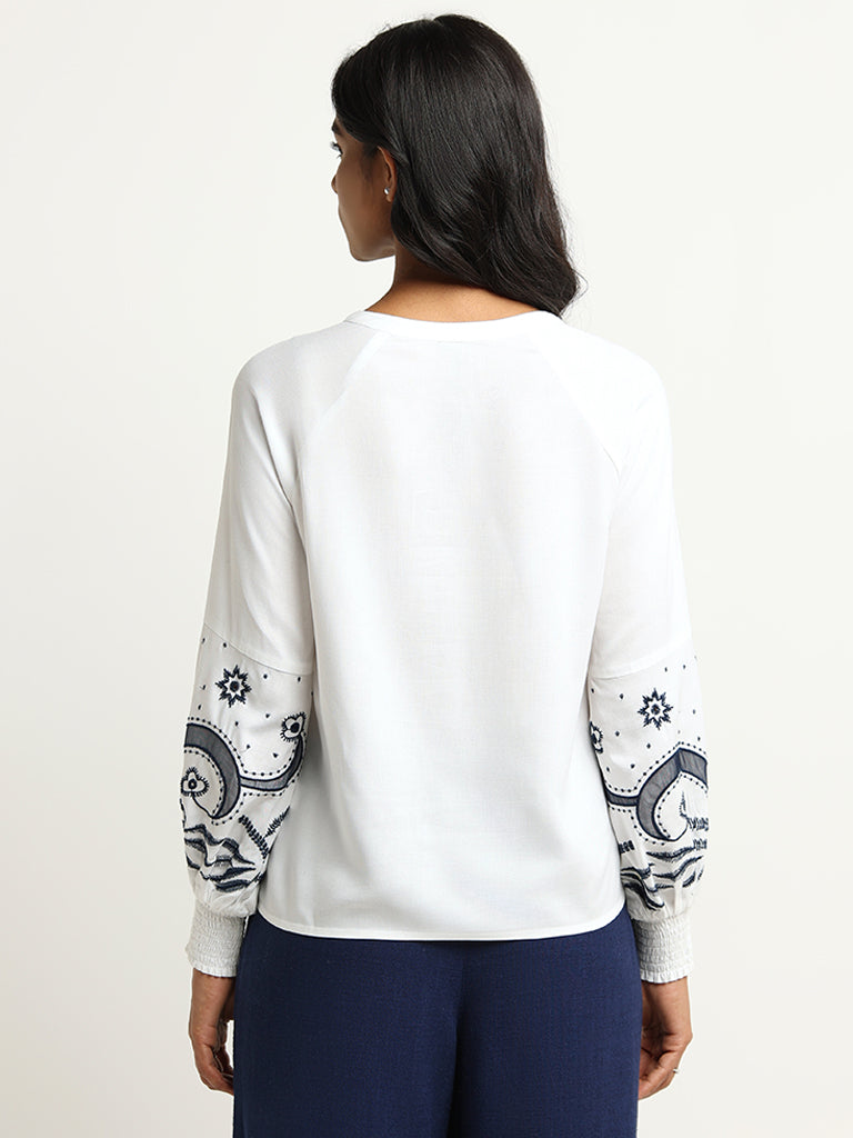LOV White Bohemian Embroidered Top