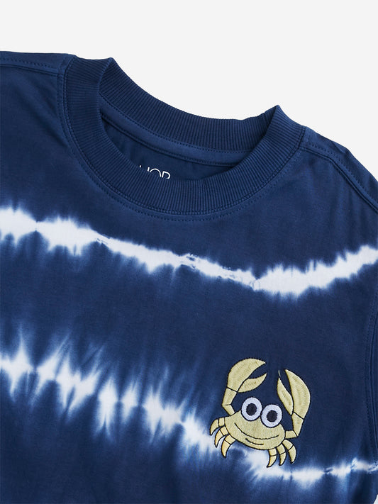 HOP Kids Indigo Tie-Dye Design T-Shirt & Mid Rise Shorts Set