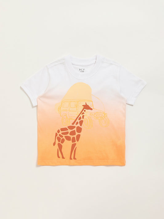 HOP Kids Peach Giraffe Print T-Shirt
