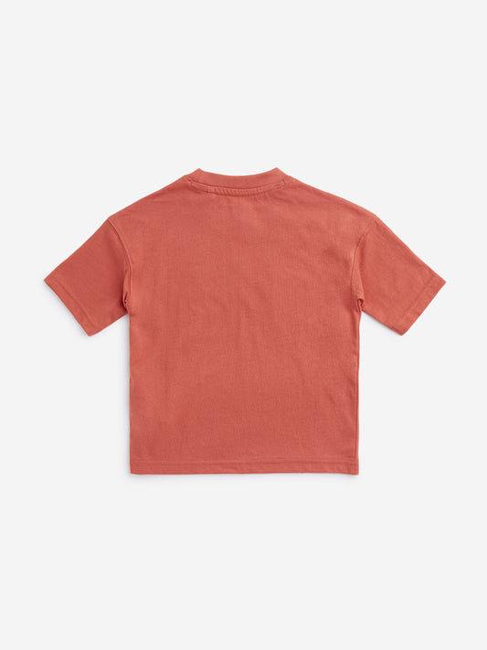 HOP Kids Dusty Orange Printed T-Shirt