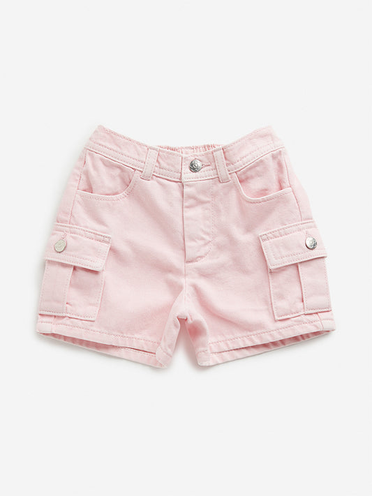 HOP Kids Light Pink Cargo-Style Mid Rise Shorts