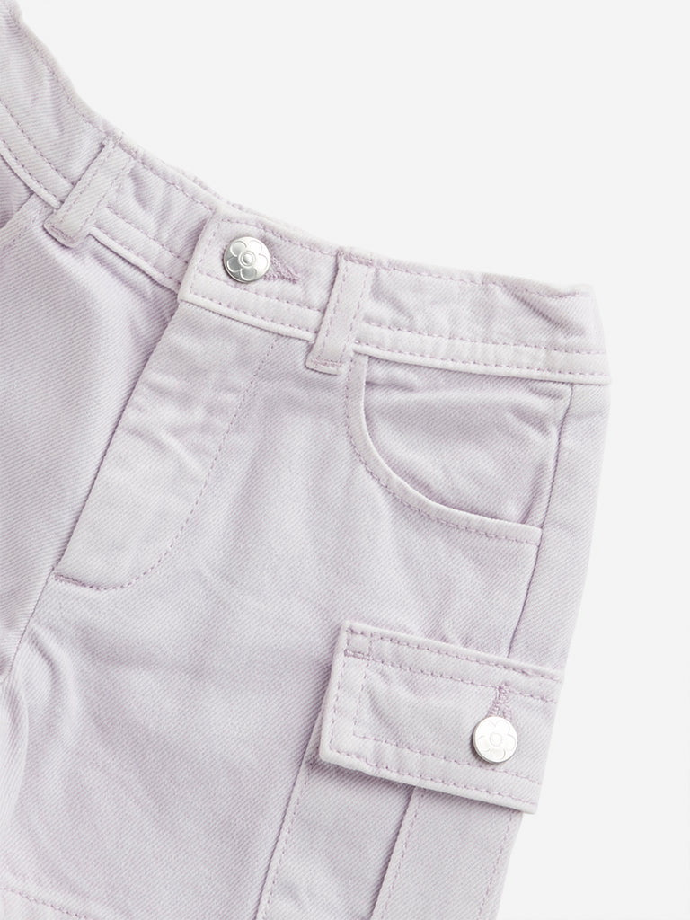 HOP Kids Lilac Cargo-Style Mid Rise Shorts