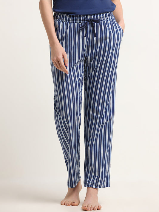 Wunderlove Navy Mid-Rise Striped Pyjamas