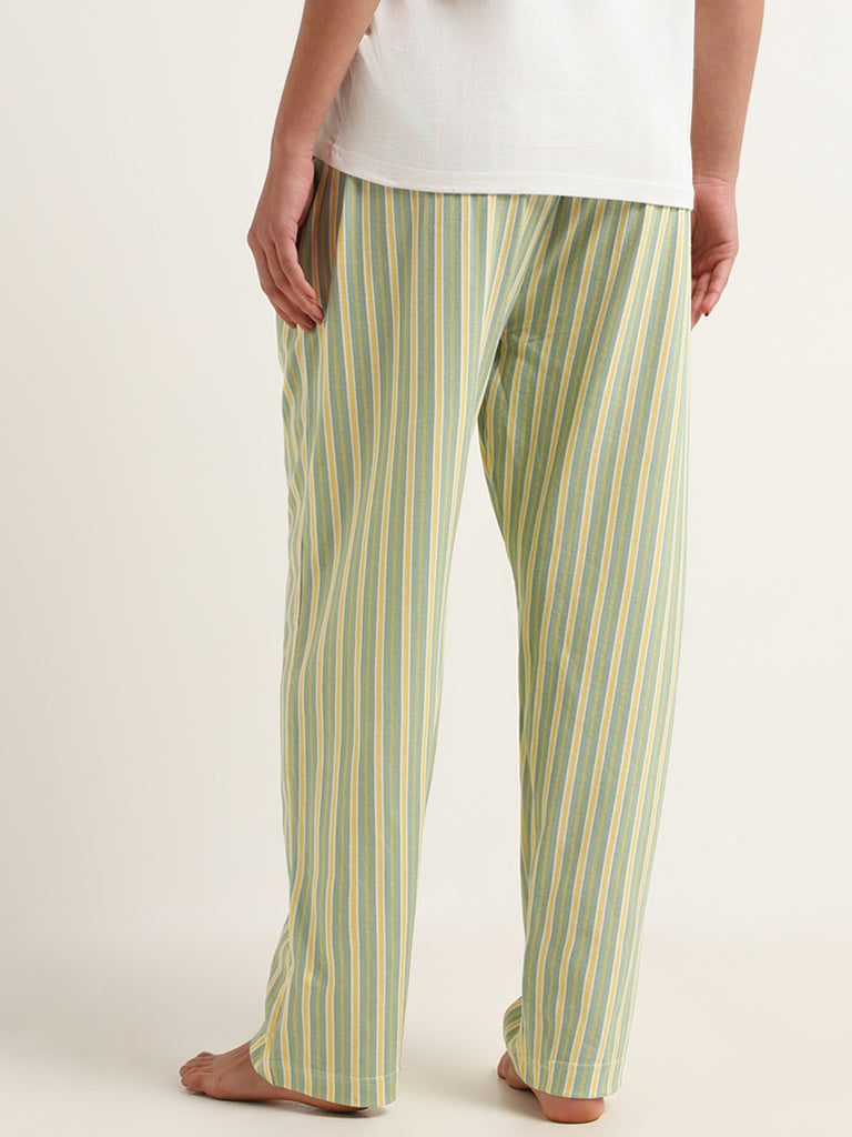 Wunderlove Green Mid-Rise Striped Pyjamas