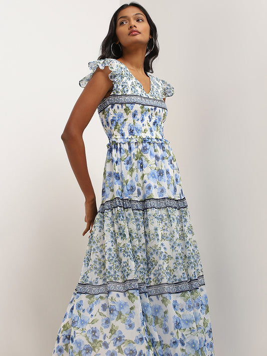 LOV Blue Floral Maxi Dress