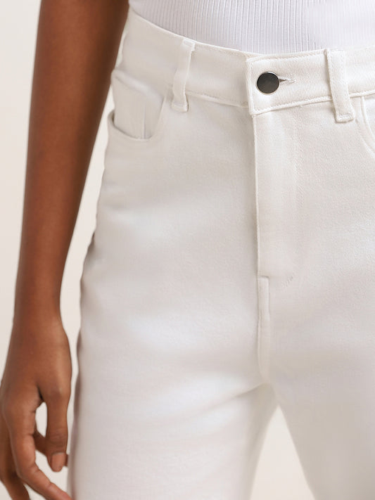 LOV White Mid-Rise Straight-Leg Jeans