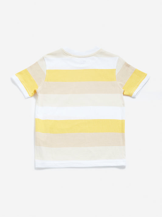 HOP Kids Yellow Colour blocked T-Shirt
