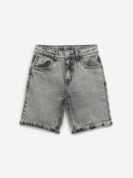 HOP Kids Charcoal Washed Mid Rise Shorts