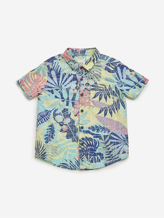 HOP Kids Blue Floral Printed Shirt
