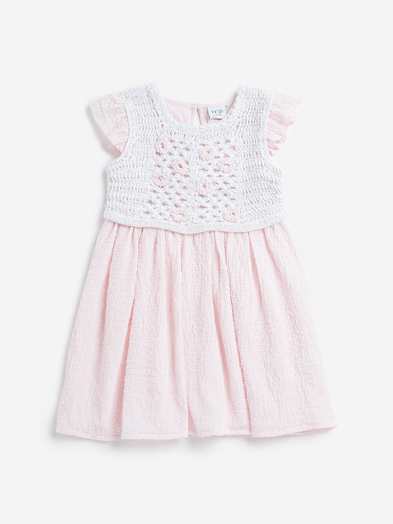 HOP Kids Pink Crochet Design A-line Dress