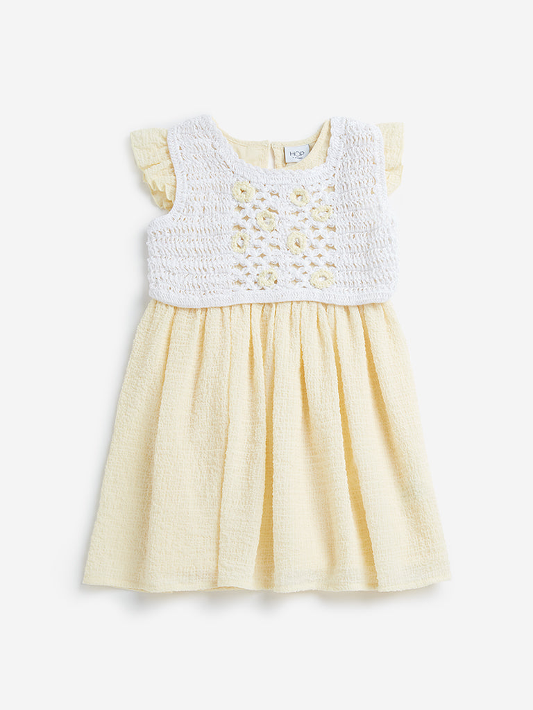 HOP Kids Yellow Crochet Design A-line Dress