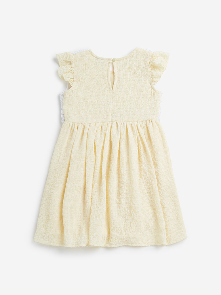 HOP Kids Yellow Crochet Design A-line Dress