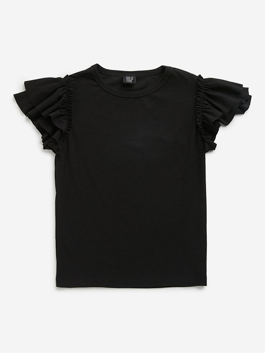 Y&F Kids Black Knitted T-Shirt