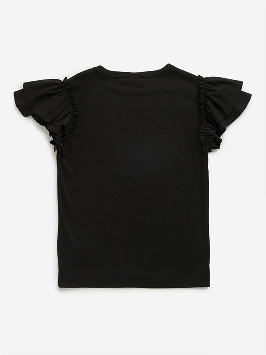 Y&F Kids Black Knitted T-Shirt