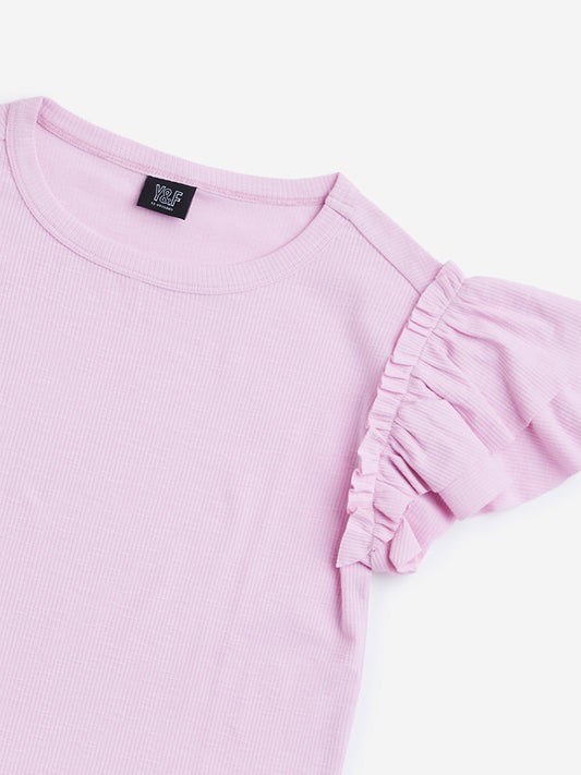 Y&F Kids Pink Ribbed T-Shirt