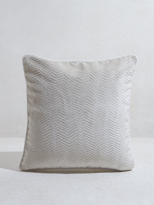 Westside Home Ivory Chevron Patterned Cushion Cover
