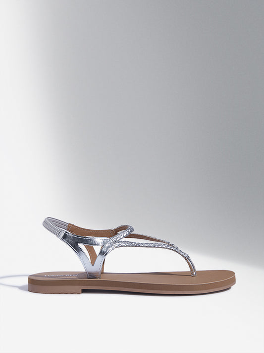 LUNA BLU Silver Slingback Sandals