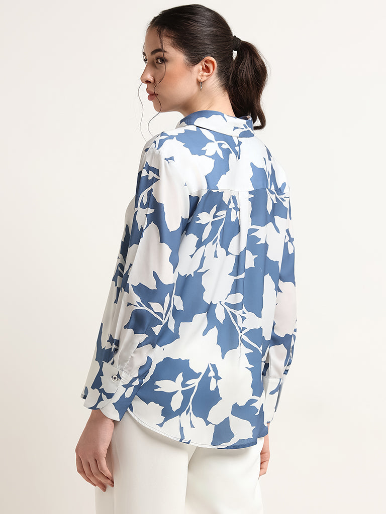 Wardrobe Blue Floral Print Shirt