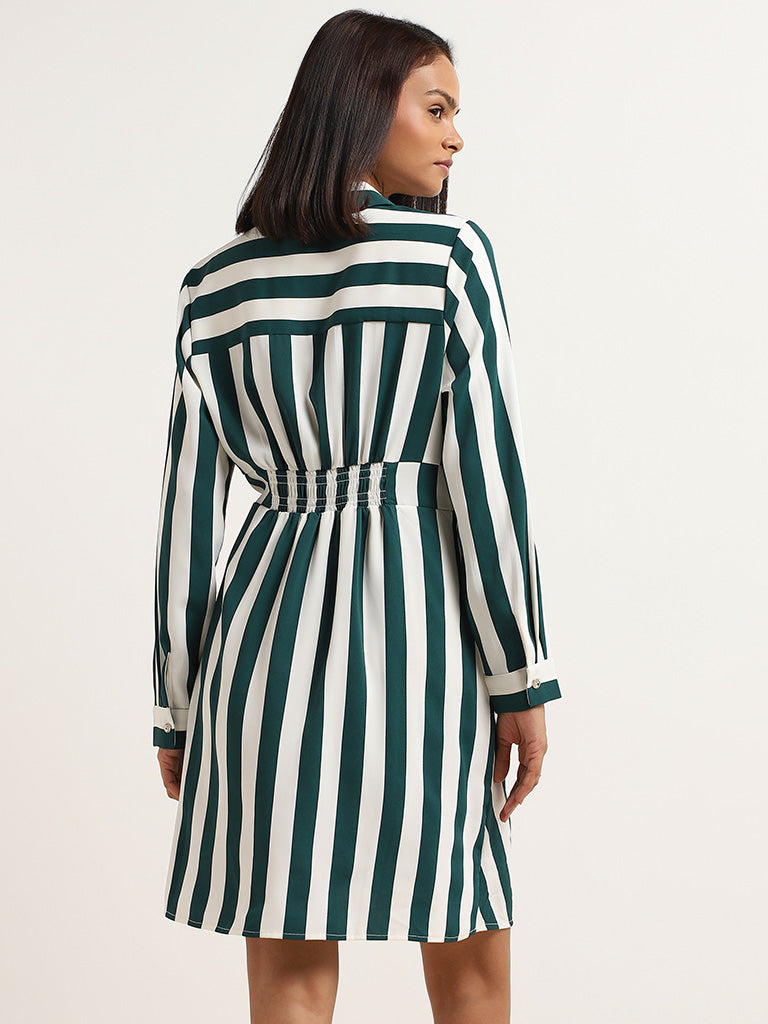 Wardrobe Green Striped Shirt Dress