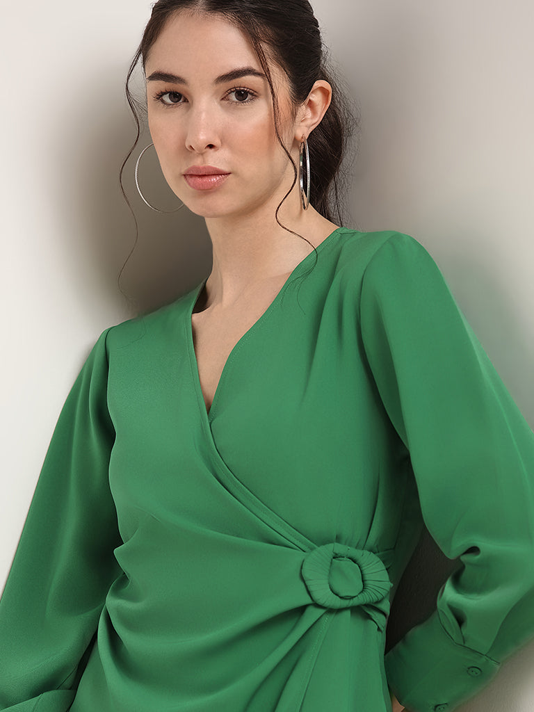 Wardrobe Green Wrap Dress